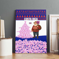 Costa Rica Christmas Canvas Wall Art with Santa Claus Pink Orchid Tree National Emblem and Festive Pattern Design - Wonder Print Shop