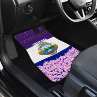 Costa Rica Christmas Car Mats with Santa Claus Pink Orchid Tree National Emblem and Festive Pattern Design - Wonder Print Shop
