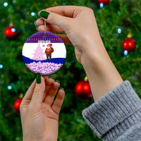 Costa Rica Christmas Ceramic Ornament with Santa Claus Pink Orchid Tree National Emblem and Festive Pattern Design - Wonder Print Shop