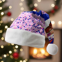 Costa Rica Christmas Santa Hat with Santa Claus Pink Orchid Tree National Emblem and Festive Pattern Design - Wonder Print Shop