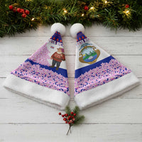 Costa Rica Christmas Santa Hat with Santa Claus Pink Orchid Tree National Emblem and Festive Pattern Design - Wonder Print Shop