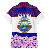 Costa Rica Christmas Family Matching Mermaid Dress and Hawaiian Shirt with Santa Claus Pink Orchid Tree National Emblem and Festive Pattern Design - Wonder Print Shop