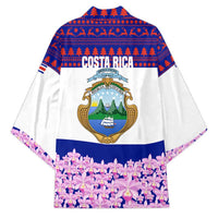 Costa Rica Christmas Kimono with Santa Claus Pink Orchid Tree National Emblem and Festive Pattern Design - Wonder Print Shop