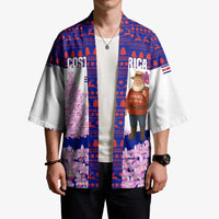 Costa Rica Christmas Kimono with Santa Claus Pink Orchid Tree National Emblem and Festive Pattern Design - Wonder Print Shop