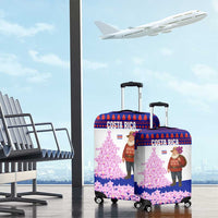 Costa Rica Christmas Luggage Cover with Santa Claus Pink Orchid Tree National Emblem and Festive Pattern Design - Wonder Print Shop