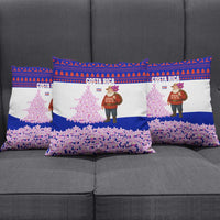 Costa Rica Christmas Pillow Cover with Santa Claus Pink Orchid Tree National Emblem and Festive Pattern Design - Wonder Print Shop