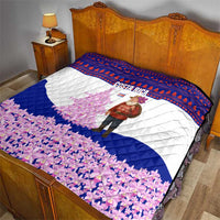 Costa Rica Christmas Quilt with Santa Claus Pink Orchid Tree National Emblem and Festive Pattern Design - Wonder Print Shop