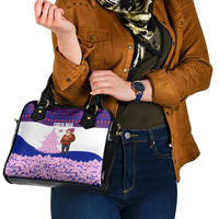 Costa Rica Christmas Shoulder Handbag with Santa Claus Pink Orchid Tree National Emblem and Festive Pattern Design - Wonder Print Shop