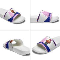 Costa Rica Christmas Slide Sandals with Santa Claus Pink Orchid Tree National Emblem and Festive Pattern Design - Wonder Print Shop