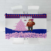 Costa Rica Christmas Tablecloth with Santa Claus Pink Orchid Tree National Emblem and Festive Pattern Design - Wonder Print Shop