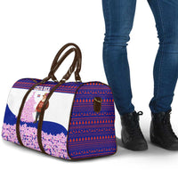 Costa Rica Christmas Travel Bag with Santa Claus Pink Orchid Tree National Emblem and Festive Pattern Design - Wonder Print Shop