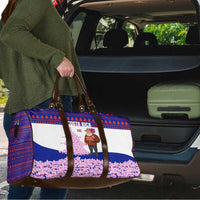 Costa Rica Christmas Travel Bag with Santa Claus Pink Orchid Tree National Emblem and Festive Pattern Design - Wonder Print Shop