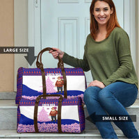 Costa Rica Christmas Travel Bag with Santa Claus Pink Orchid Tree National Emblem and Festive Pattern Design - Wonder Print Shop