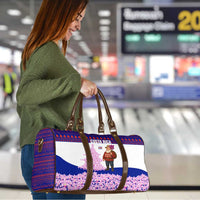 Costa Rica Christmas Travel Bag with Santa Claus Pink Orchid Tree National Emblem and Festive Pattern Design - Wonder Print Shop