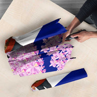 Costa Rica Christmas Umbrella with Santa Claus Pink Orchid Tree National Emblem and Festive Pattern Design - Wonder Print Shop