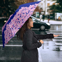 Costa Rica Christmas Umbrella with Santa Claus Pink Orchid Tree National Emblem and Festive Pattern Design - Wonder Print Shop