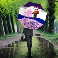 Costa Rica Christmas Umbrella with Santa Claus Pink Orchid Tree National Emblem and Festive Pattern Design - Wonder Print Shop