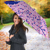 Costa Rica Christmas Umbrella with Santa Claus Pink Orchid Tree National Emblem and Festive Pattern Design - Wonder Print Shop