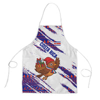 Costa Rica Christmas Apron with Holiday Bird Gifts Red Blue Pattern and National Flag Design - Wonder Print Shop
