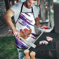 Costa Rica Christmas Apron with Holiday Bird Gifts Red Blue Pattern and National Flag Design - Wonder Print Shop