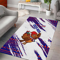 Costa Rica Christmas Area Rug with Holiday Bird Gifts Red Blue Pattern and National Flag Design - Wonder Print Shop