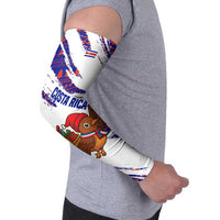 Costa Rica Christmas Arm Sleeves with Holiday Bird Gifts Red Blue Pattern and National Flag Design - Wonder Print Shop