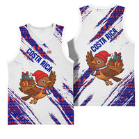 Costa Rica Christmas Basketball Jersey with Holiday Bird Gifts Red Blue Pattern and National Flag Design - Wonder Print Shop