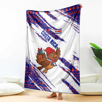 Costa Rica Christmas Blanket with Holiday Bird Gifts Red Blue Pattern and National Flag Design - Wonder Print Shop