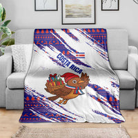 Costa Rica Christmas Blanket with Holiday Bird Gifts Red Blue Pattern and National Flag Design - Wonder Print Shop