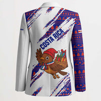Costa Rica Christmas Blazer with Holiday Bird Gifts Red Blue Pattern and National Flag Design - Wonder Print Shop