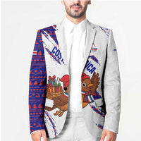 Costa Rica Christmas Blazer with Holiday Bird Gifts Red Blue Pattern and National Flag Design - Wonder Print Shop