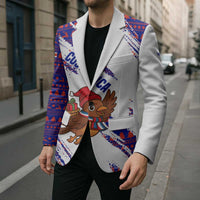Costa Rica Christmas Blazer with Holiday Bird Gifts Red Blue Pattern and National Flag Design - Wonder Print Shop