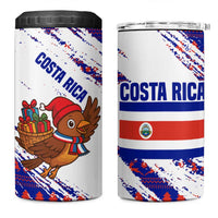 Costa Rica Christmas 4 in 1 Can Cooler Tumbler with Holiday Bird Gifts Red Blue Pattern and National Flag Design - Wonder Print Shop