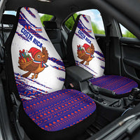 Costa Rica Christmas Car Seat Cover with Holiday Bird Gifts Red Blue Pattern and National Flag Design - Wonder Print Shop