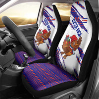 Costa Rica Christmas Car Seat Cover with Holiday Bird Gifts Red Blue Pattern and National Flag Design - Wonder Print Shop