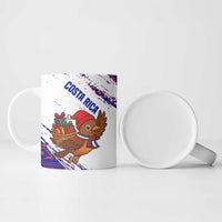 Costa Rica Christmas Ceramic Mug with Holiday Bird Gifts Red Blue Pattern and National Flag Design - Wonder Print Shop