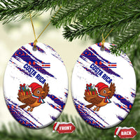 Costa Rica Christmas Ceramic Ornament with Holiday Bird Gifts Red Blue Pattern and National Flag Design - Wonder Print Shop