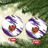 Costa Rica Christmas Ceramic Ornament with Holiday Bird Gifts Red Blue Pattern and National Flag Design - Wonder Print Shop
