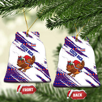 Costa Rica Christmas Ceramic Ornament with Holiday Bird Gifts Red Blue Pattern and National Flag Design - Wonder Print Shop