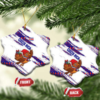 Costa Rica Christmas Ceramic Ornament with Holiday Bird Gifts Red Blue Pattern and National Flag Design - Wonder Print Shop