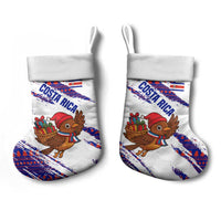 Costa Rica Christmas Stocking with Holiday Bird Gifts Red Blue Pattern and National Flag Design - Wonder Print Shop