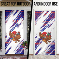 Costa Rica Christmas Door Cover with Holiday Bird Gifts Red Blue Pattern and National Flag Design - Wonder Print Shop