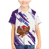 Costa Rica Christmas Family Matching Mermaid Dress and Hawaiian Shirt with Holiday Bird Gifts Red Blue Pattern and National Flag Design - Wonder Print Shop