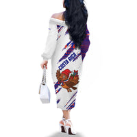 Costa Rica Christmas Family Matching Off The Shoulder Long Sleeve Dress and Hawaiian Shirt with Holiday Bird Gifts Red Blue Pattern and National Flag Design - Wonder Print Shop