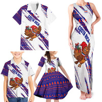 Costa Rica Christmas Family Matching Tank Maxi Dress and Hawaiian Shirt with Holiday Bird Gifts Red Blue Pattern and National Flag Design - Wonder Print Shop