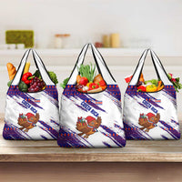 Costa Rica Christmas Grocery Bag with Holiday Bird Gifts Red Blue Pattern and National Flag Design - Wonder Print Shop