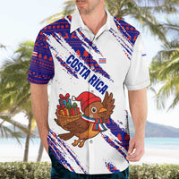 Costa Rica Christmas Hawaiian Shirt with Holiday Bird Gifts Red Blue Pattern and National Flag Design - Wonder Print Shop