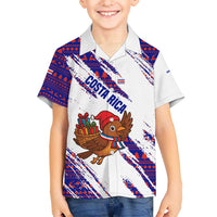 Costa Rica Christmas Kid Hawaiian Shirt with Holiday Bird Gifts Red Blue Pattern and National Flag Design - Wonder Print Shop