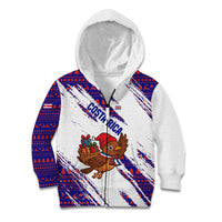 Costa Rica Christmas Kid Hoodie with Holiday Bird Gifts Red Blue Pattern and National Flag Design - Wonder Print Shop