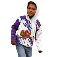 Costa Rica Christmas Kid Hoodie with Holiday Bird Gifts Red Blue Pattern and National Flag Design - Wonder Print Shop